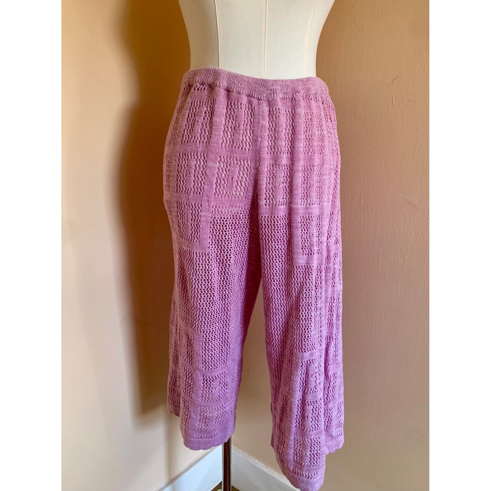 FP Beach Free People Corbyn Fauxchet Capris Pink Knit Pants Large Cotton Linen